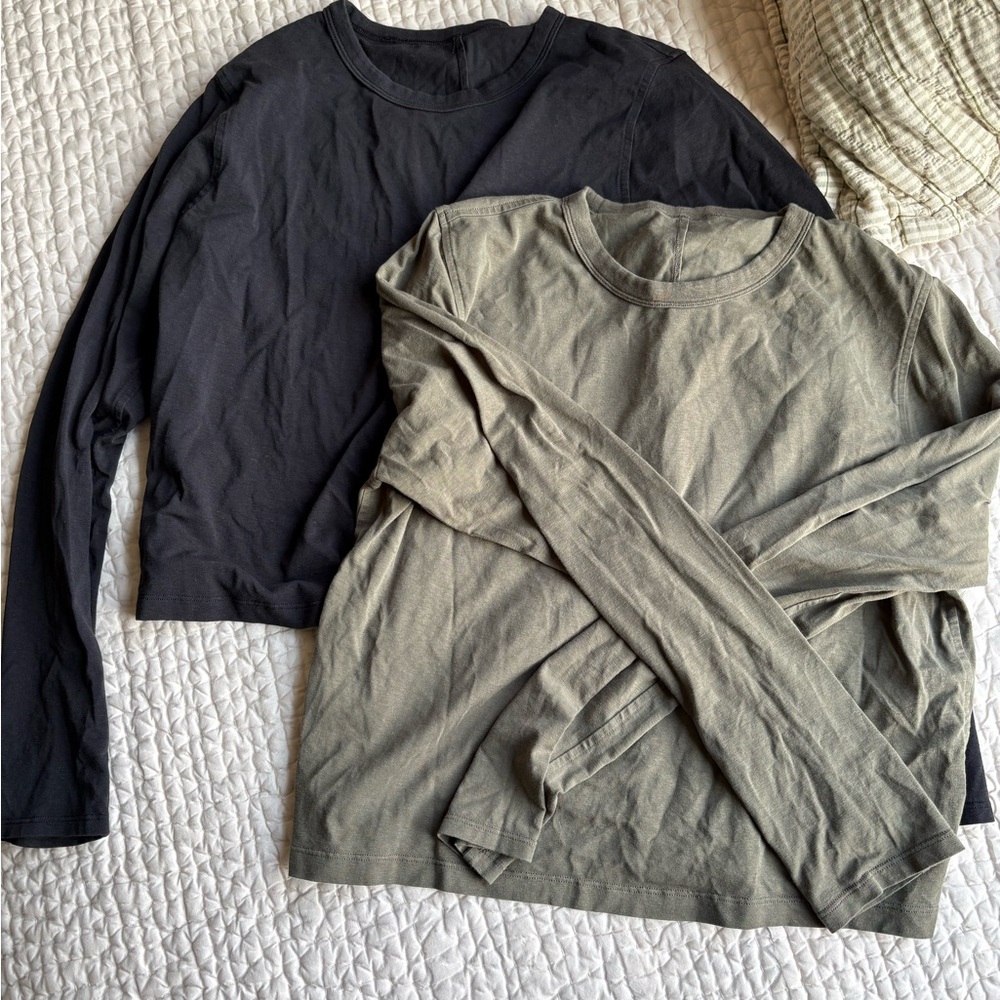 2x Lululemon Classic-Fit Cotton-Blend Long-Sleeve Shirt